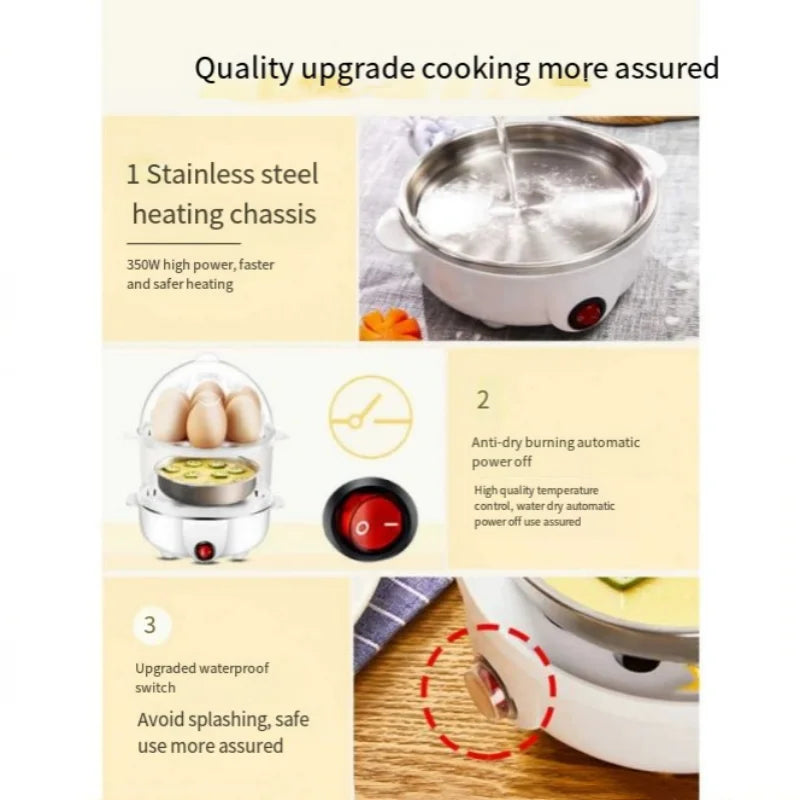 Electric Eggs Cooker Rapid Mini Egg Boiling Machine for Poached Scrambled Omelets Auto Shut Off Kitchen Appliance