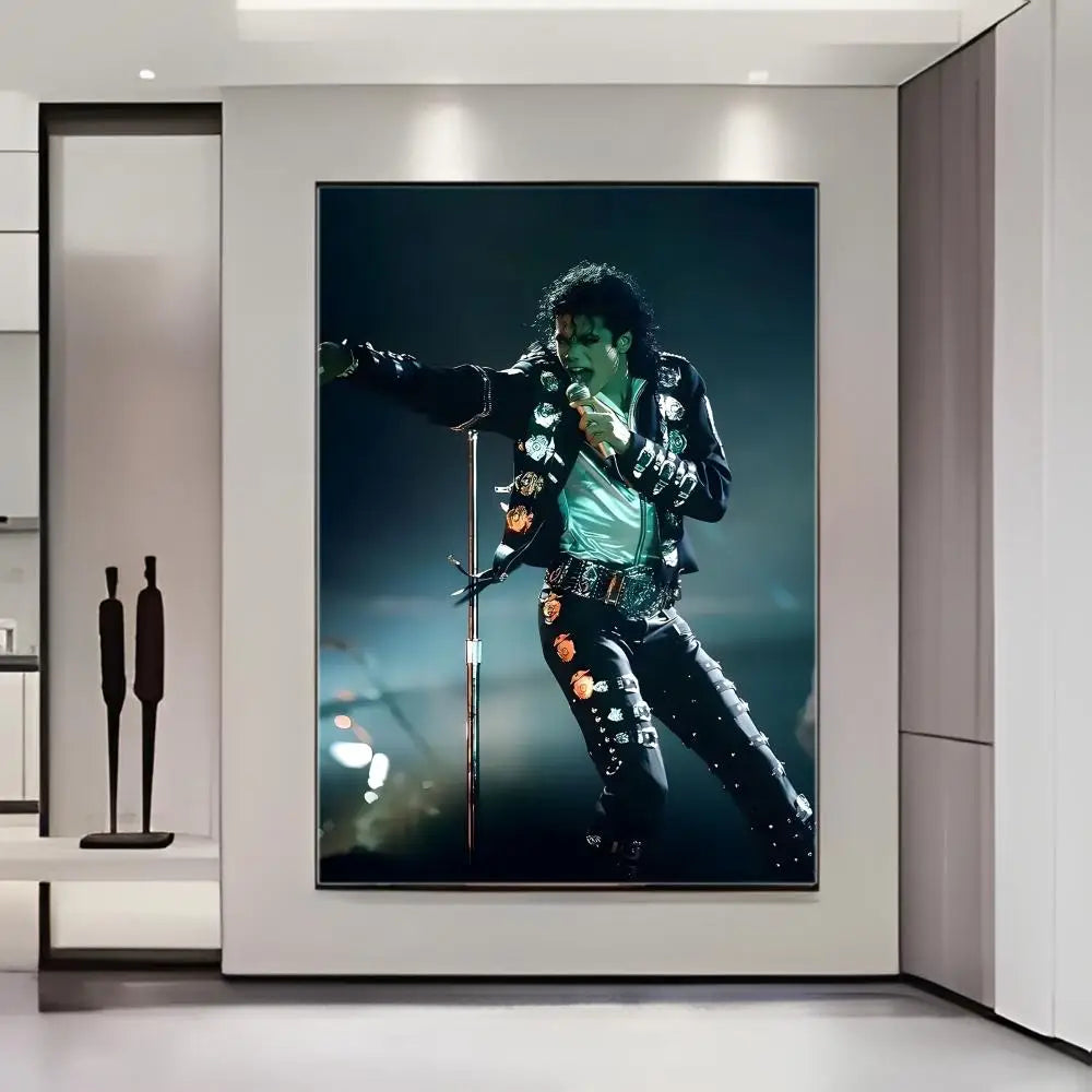 Star M-Michaels Jacksons Poster  Self-adhesive Art Waterproof Paper Sticker Coffee House Bar Room Wall Decor