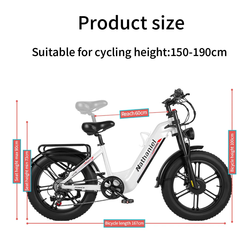 Nathaniel SYR08 2000W Dual Motor E-Bike, 20*4.0 Fat Tire, 20AH Detachable Battery, Speed 50+, Daily Commuting, Adult Electric Bi