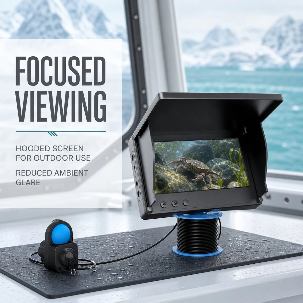 4.3" HD Underwater Fishing Camera,  Portable Fish Finder with Monitor With Night Vision Lights for Lake Boat Ice Fishing
