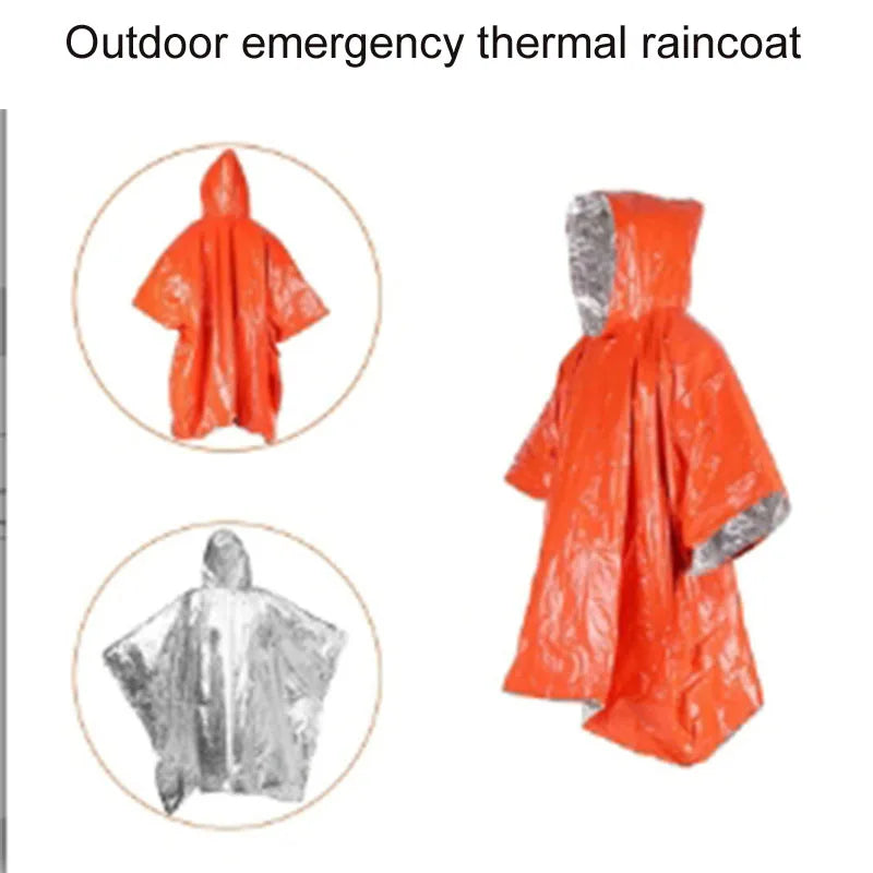 1PC Outdoor First Aid Survival Raincoat Camping Wilderness Emergency Insulation Warm Gear Body Protection Survival Blanket