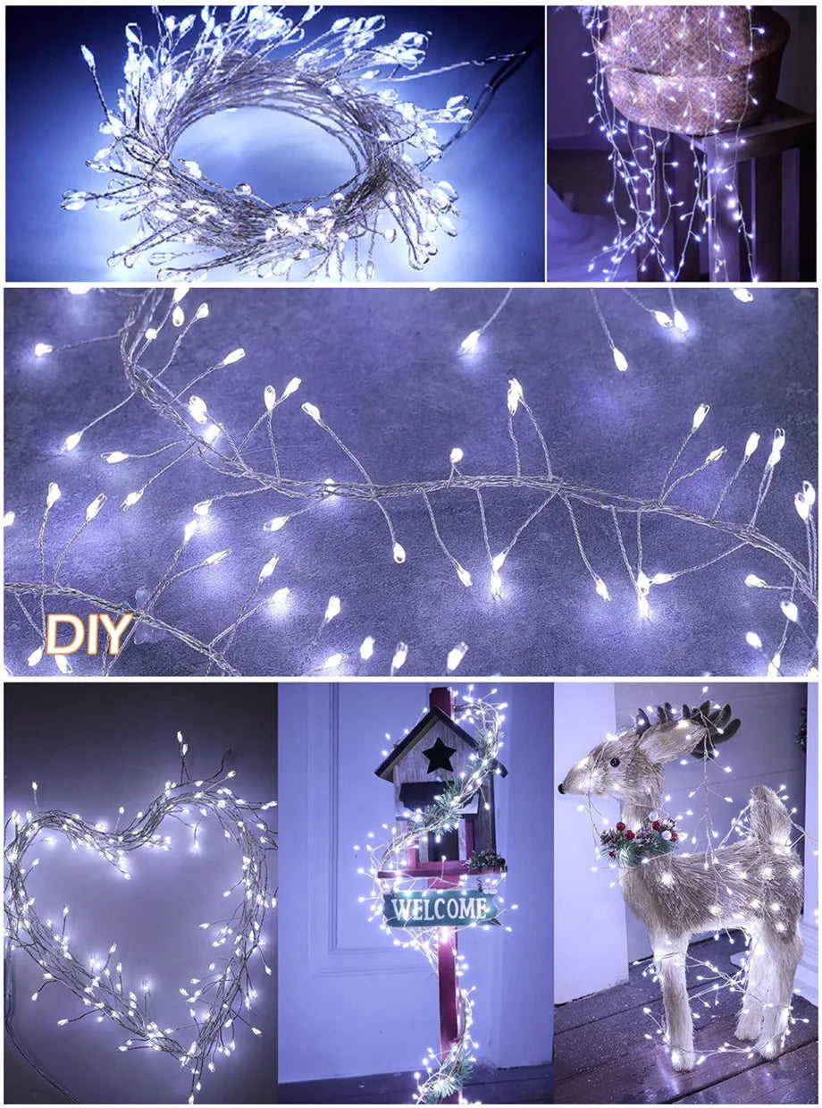 Add festive sparkle with these USB-powered LED firecracker string lights—complete with remote control for easy lighting and fun!