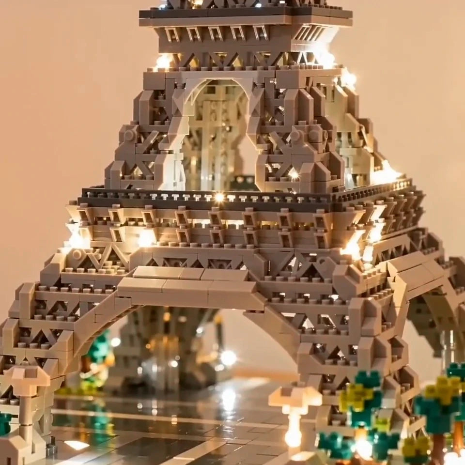 Knew Built Exquisite Paris Eiffel Tower Micro Mini Building Blocks Toys Set: LED Illuminated, Perfect Gift Illuminate Your World