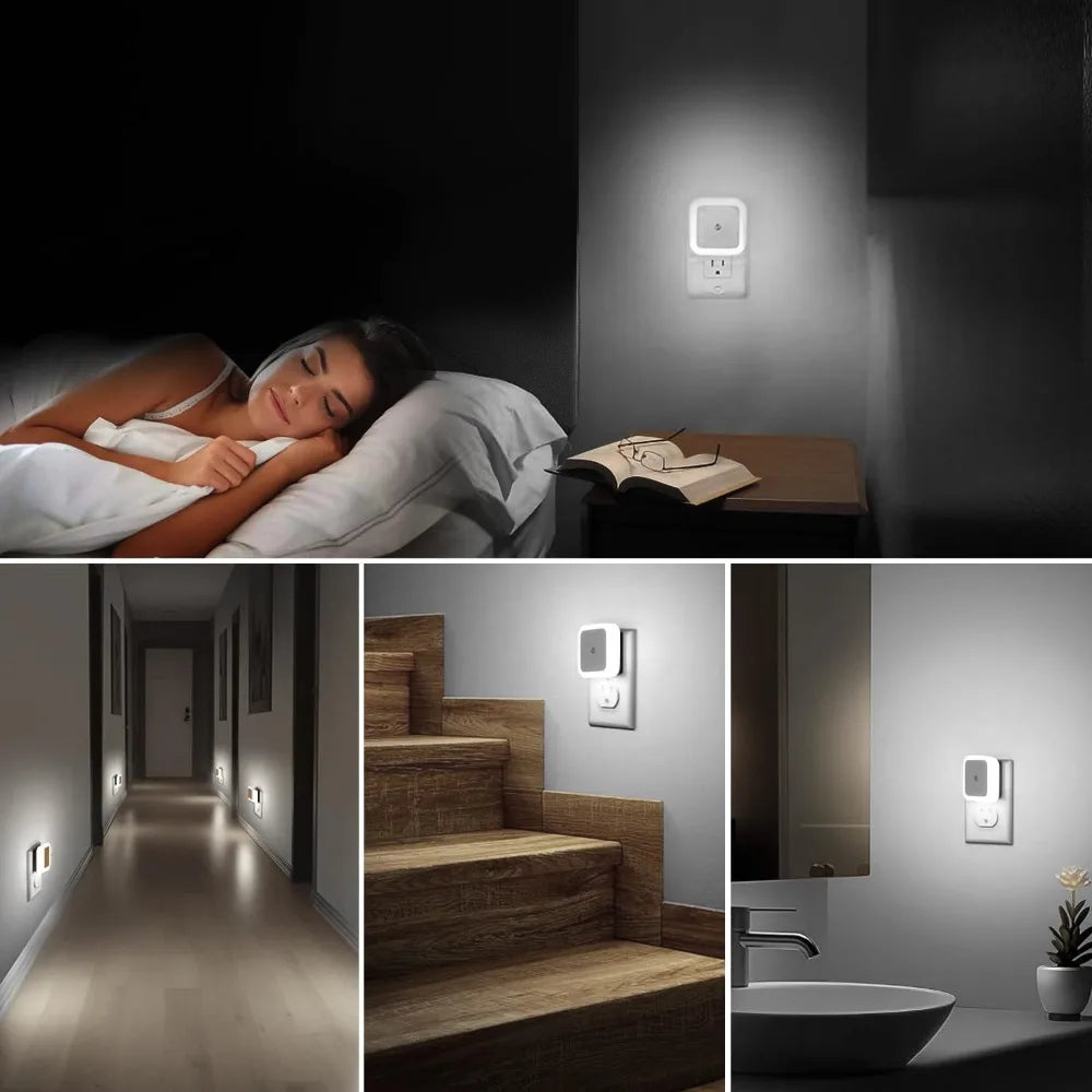 Light up your nights effortlessly with these LED night lights—plug-in design with dusk-to-dawn light sensor for automatic on/off convenience!