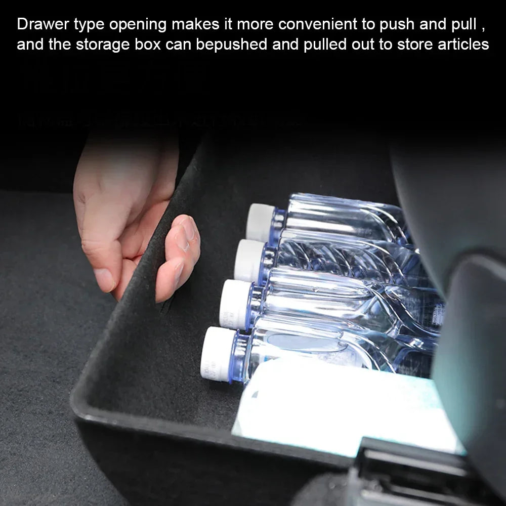 For Tesla Model Y High Capacity Organizer Case Felt Cloth Drawer Holder Under Seat Hidden Box Storage Box Black Worldmuma