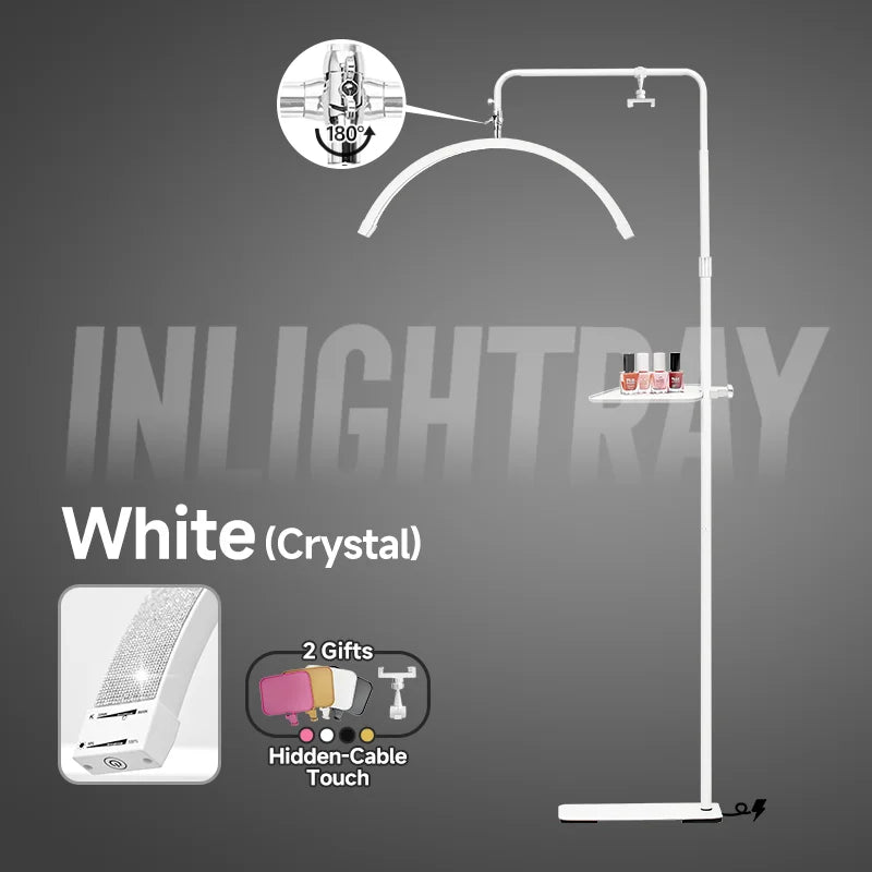 Free LOGO Rotatable Lashes Lamps Half Moon Light Led Moon Lamp Photography Fill Light for Lashes Extension Beauty Floor Lamps