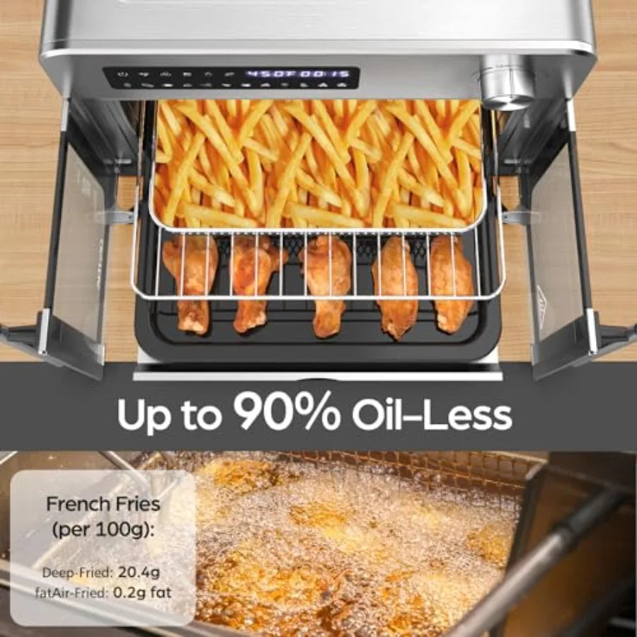 French Door Air Fryer Toaster Oven Combo, 10-in-1 Air Fryer Toaster Oven with Rotisserie, 24QT Large Countertop Convection Oven