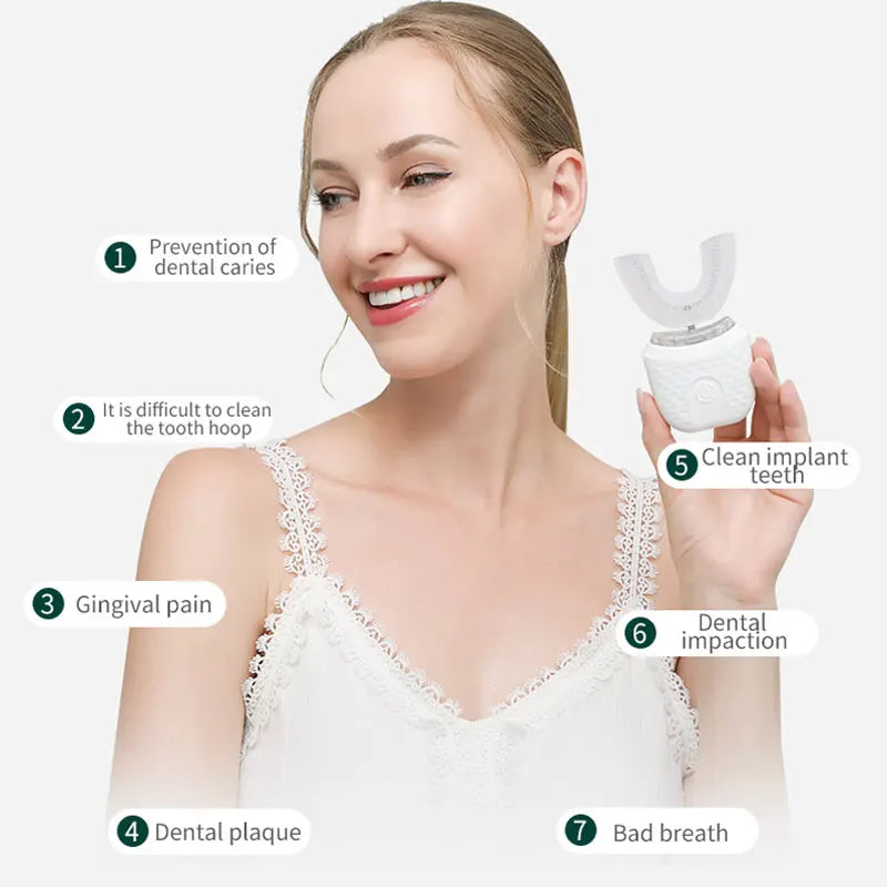 Achieve a superior clean with this electric U-shaped toothbrush for adults—automatic, USB rechargeable, and designed for convenience and effective brushing!