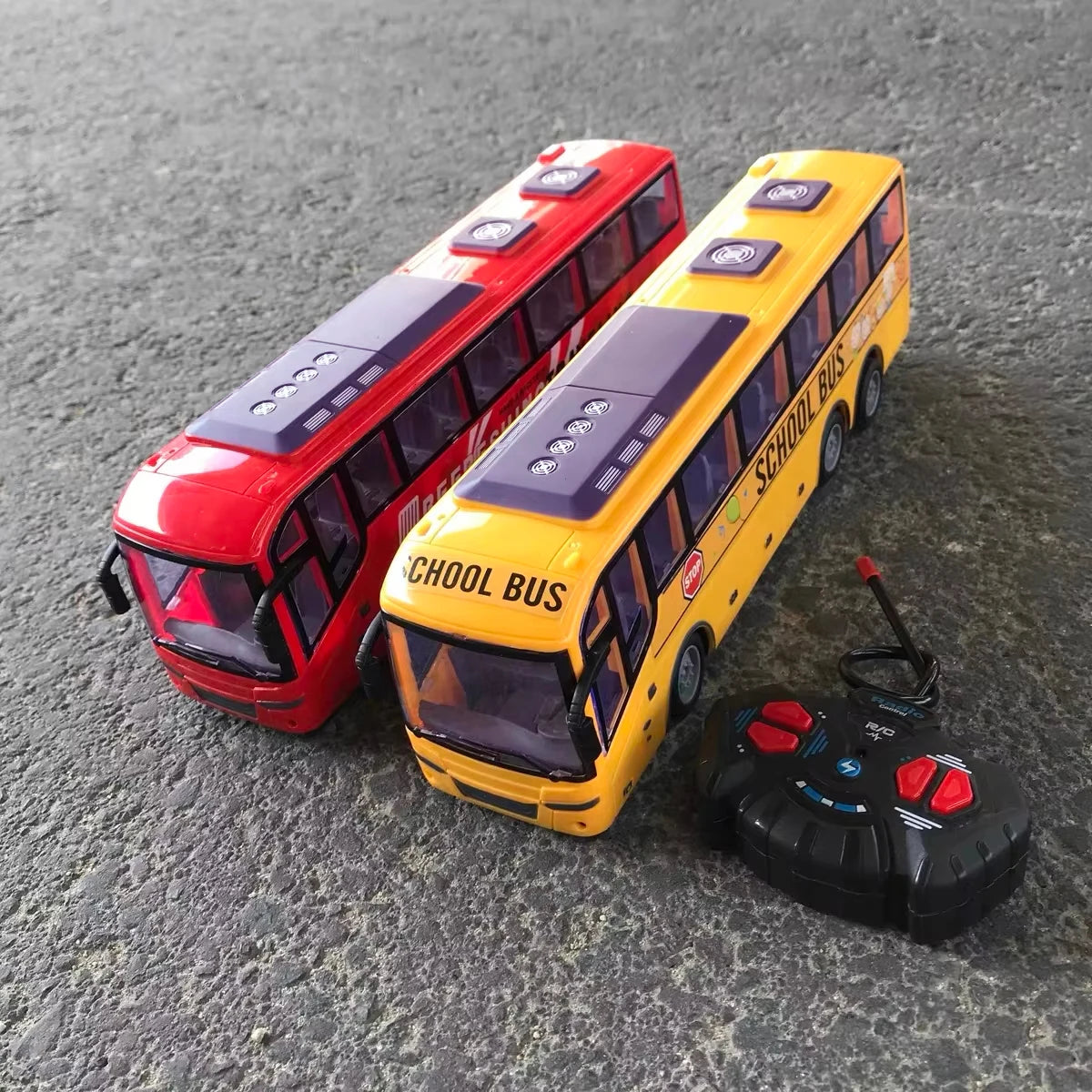 Electric RC Bus 1/30 Scale Remote Control Car with Light for Kids 27Mhz Radio Controlled Tour School City Model Xmas Gift