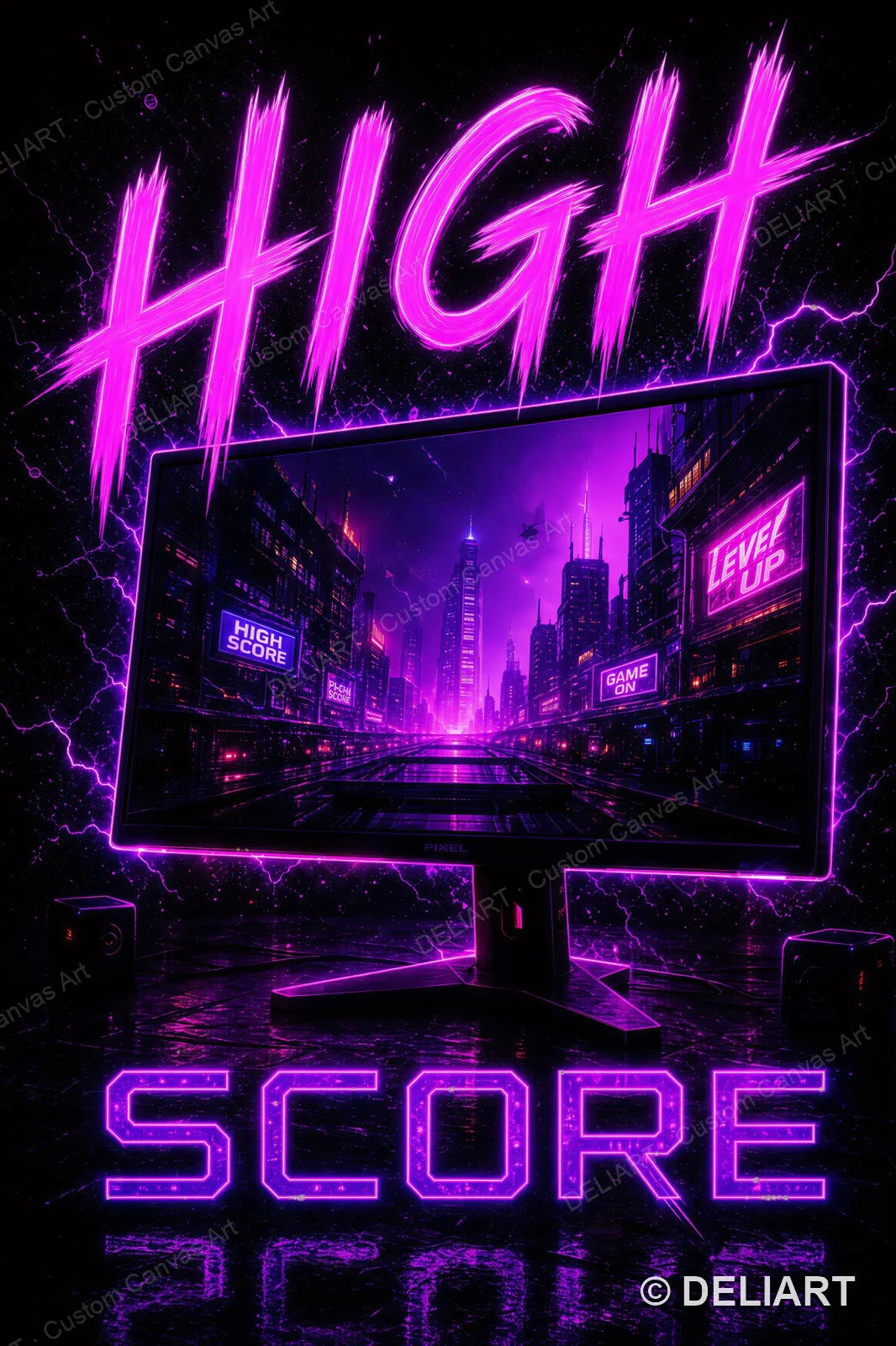 1 & 3 PCS Set Neon Gaming Posters Canvas Wall Art Print Gamepad Gamer Room Decor Esports Gift for Boys Teens Unframed