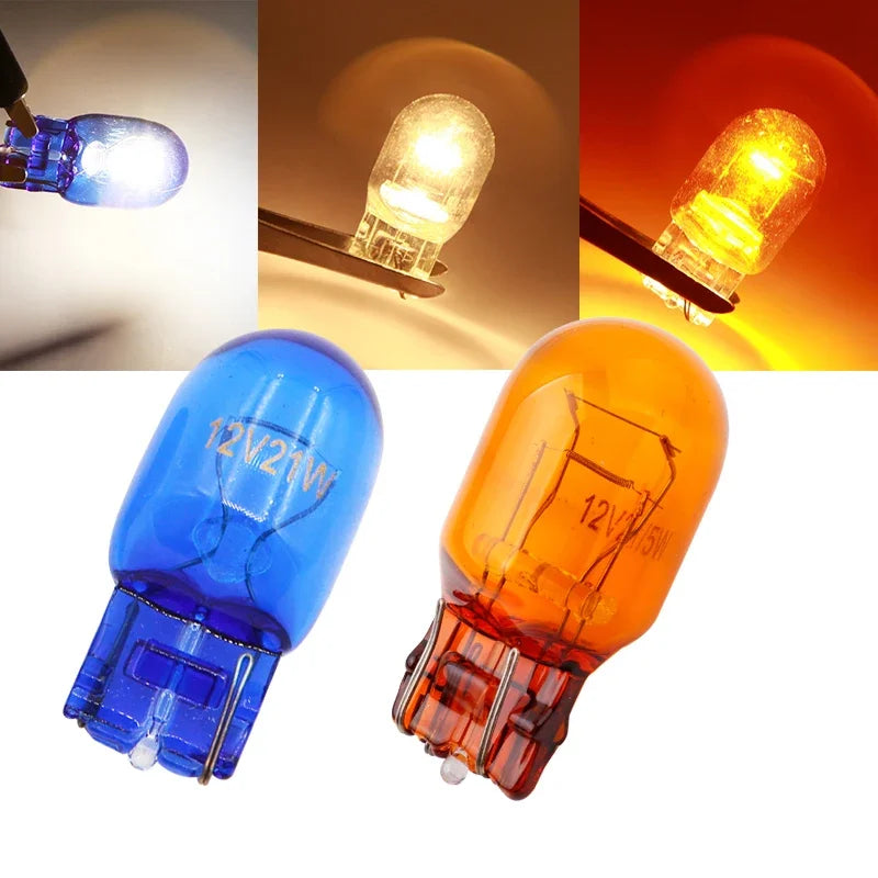 2Pcs T20 7443 W21 5W 7440 Glass Halogen Turn Signal Lamp Brake Stop Lights Bulb Daytime Running Lights Warm White Reversing Bulb