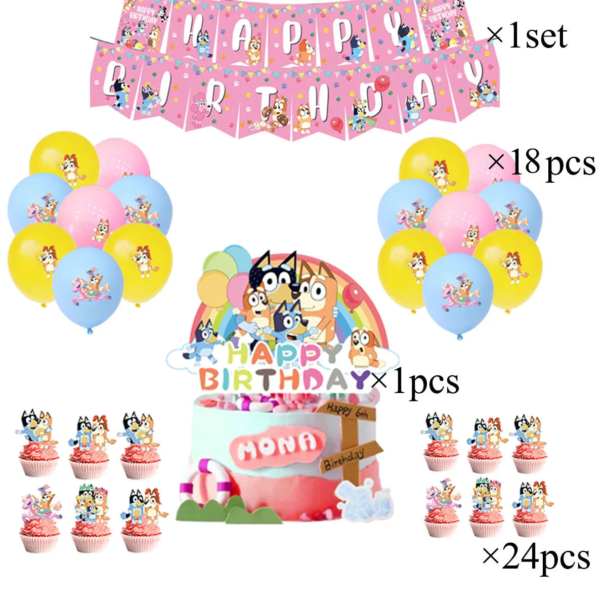 Blue dog Birthday Party Supplies Goodie Bag Stuffers Fillers Tableware Plates Cups Napkins Tablecloth Party Favor Decorations