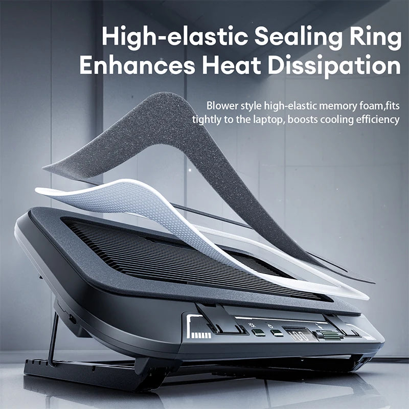 Keep your laptop cool and stylish with this adjustable, foldable cooler pad featuring LED lighting and powerful fans—fits 14" to 17.3" laptops perfectly!