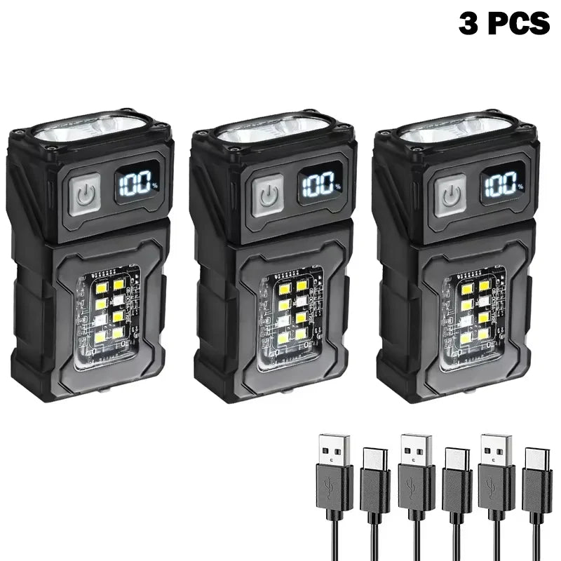 Tactical Portable Work Light EDC Flashlight Tool Mini LED Flashlight Outdoor Camping Hiking Tool MOLLE Flash Light Rechargeable