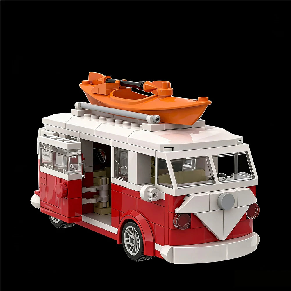 Technical  Creative Vehicle MOC City Camper Travel Trip Car Blocks T1 MOC-Designer Suit Building Party Gifts Holiday C