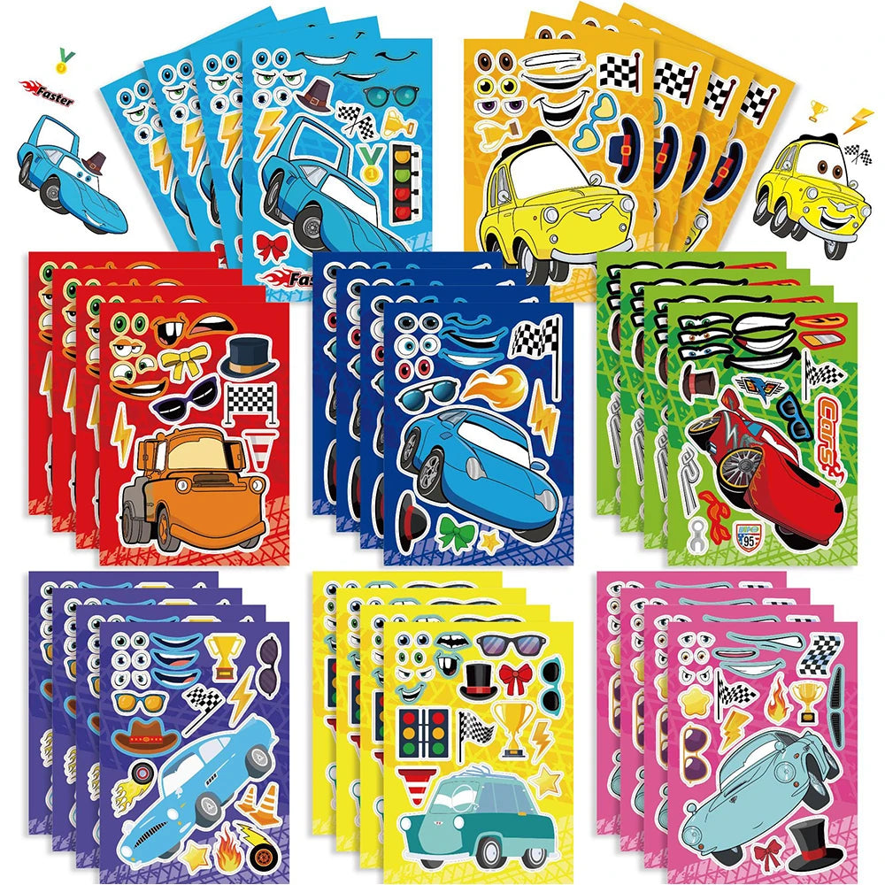 Cars Theme Birthday Party Decoration Tableware Banner Tablecloth Gift Bag Paper Plates Party Favors Toy Set Stamps Bracelets