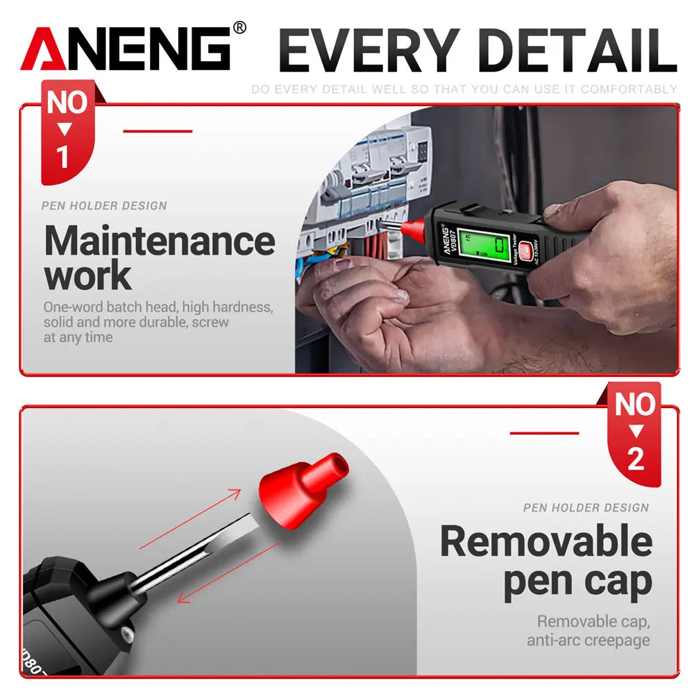 Safely detect live wires with this one-word induction portable smart electric pen tester—featuring NCV sensor and compatible with 50/60Hz for accurate, non-contact voltage testing!
