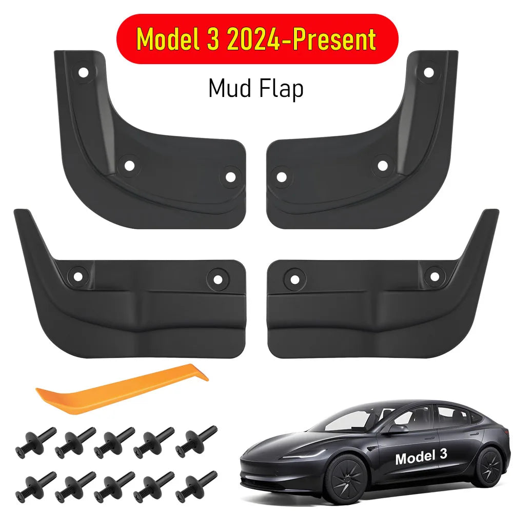 Protect Paint Mud Flap for Tesla Model 3 Y YL Accessories 2025 2026 Mud Flaps Tire Splash Guards All Weather Mudflap Accessories
