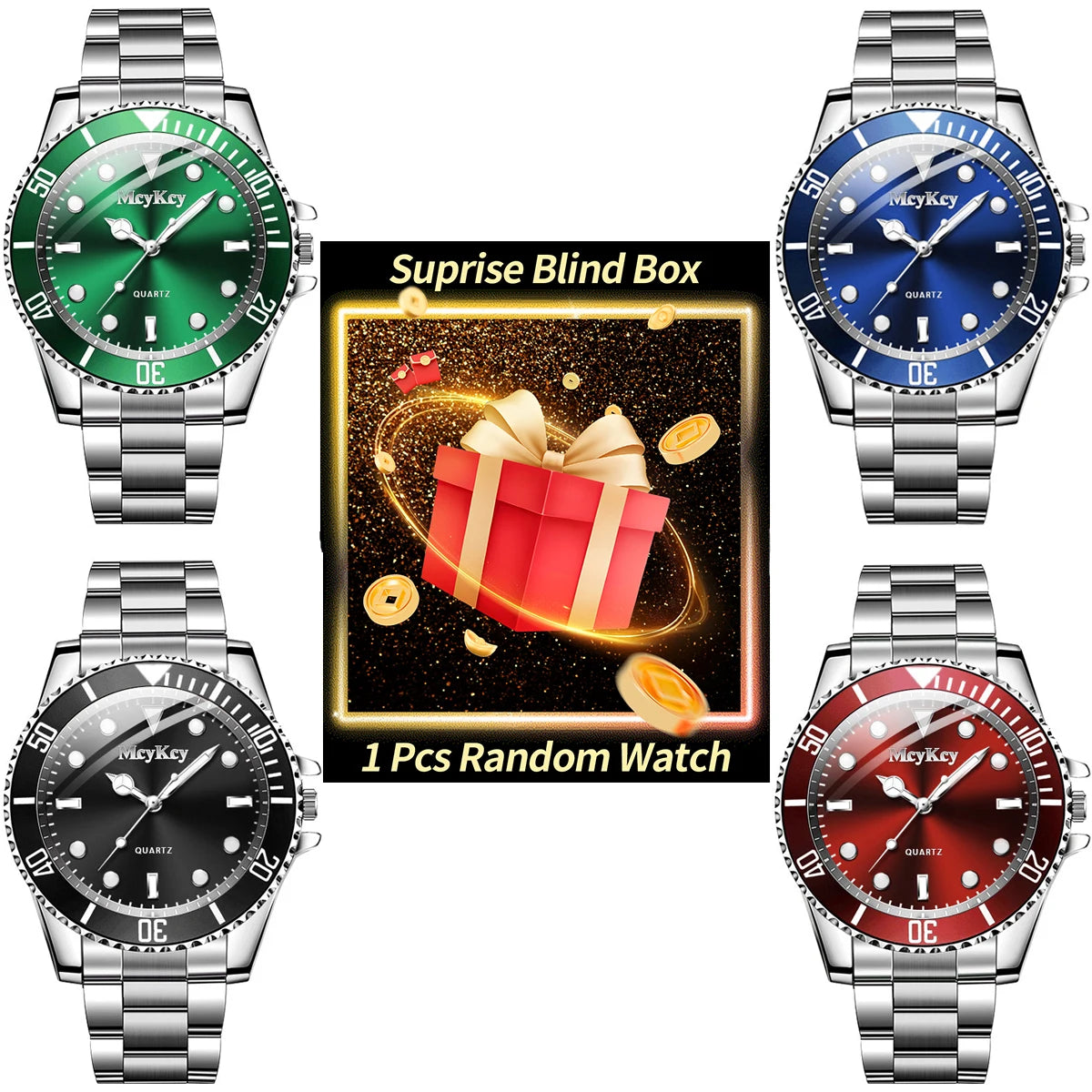 1PC Surprise Mystery Watch Blind Box-Fashion Large Dial Men Business Watches Casual Clock Sports Quartz Wristwatch（Without Box）