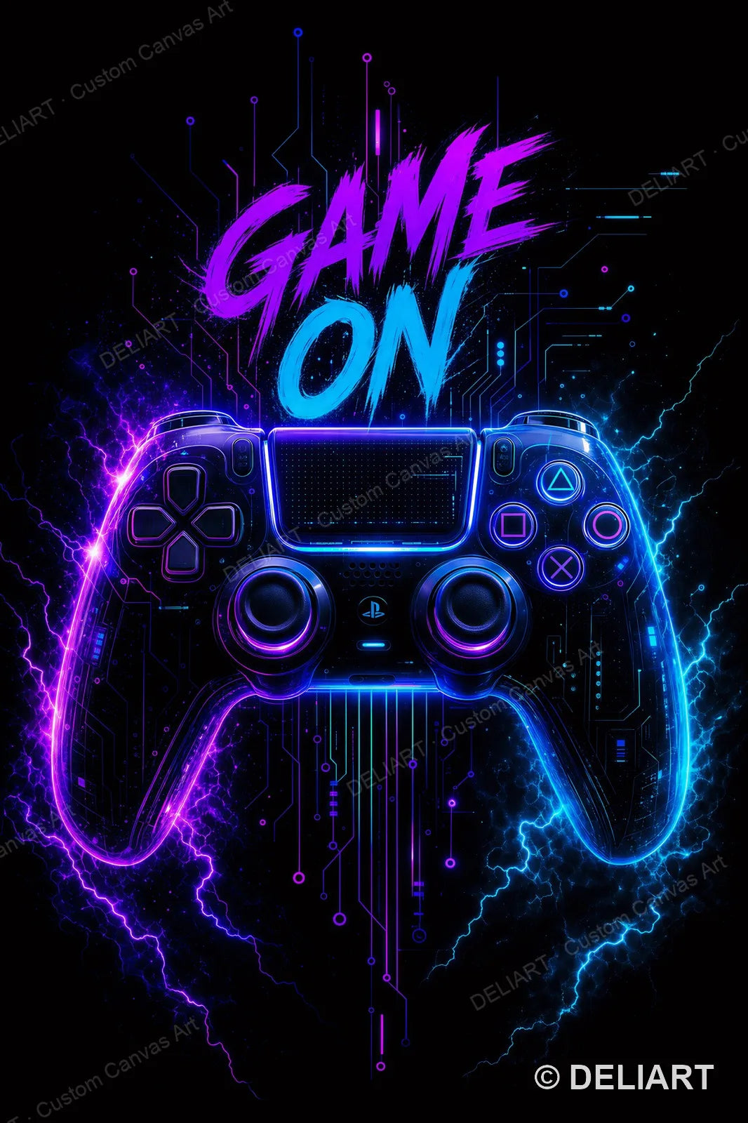 1 & 3 PCS Set Neon Gaming Posters Canvas Wall Art Print Gamepad Gamer Room Decor Esports Gift for Boys Teens Unframed