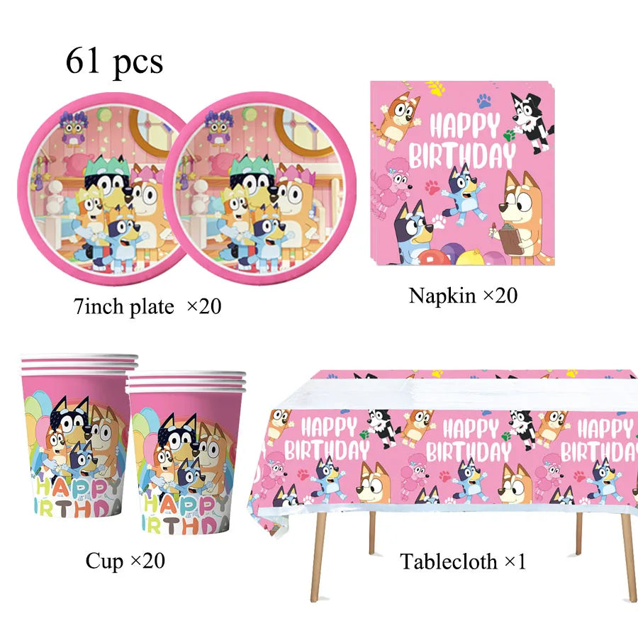 Blue dog Birthday Party Supplies Goodie Bag Stuffers Fillers Tableware Plates Cups Napkins Tablecloth Party Favor Decorations