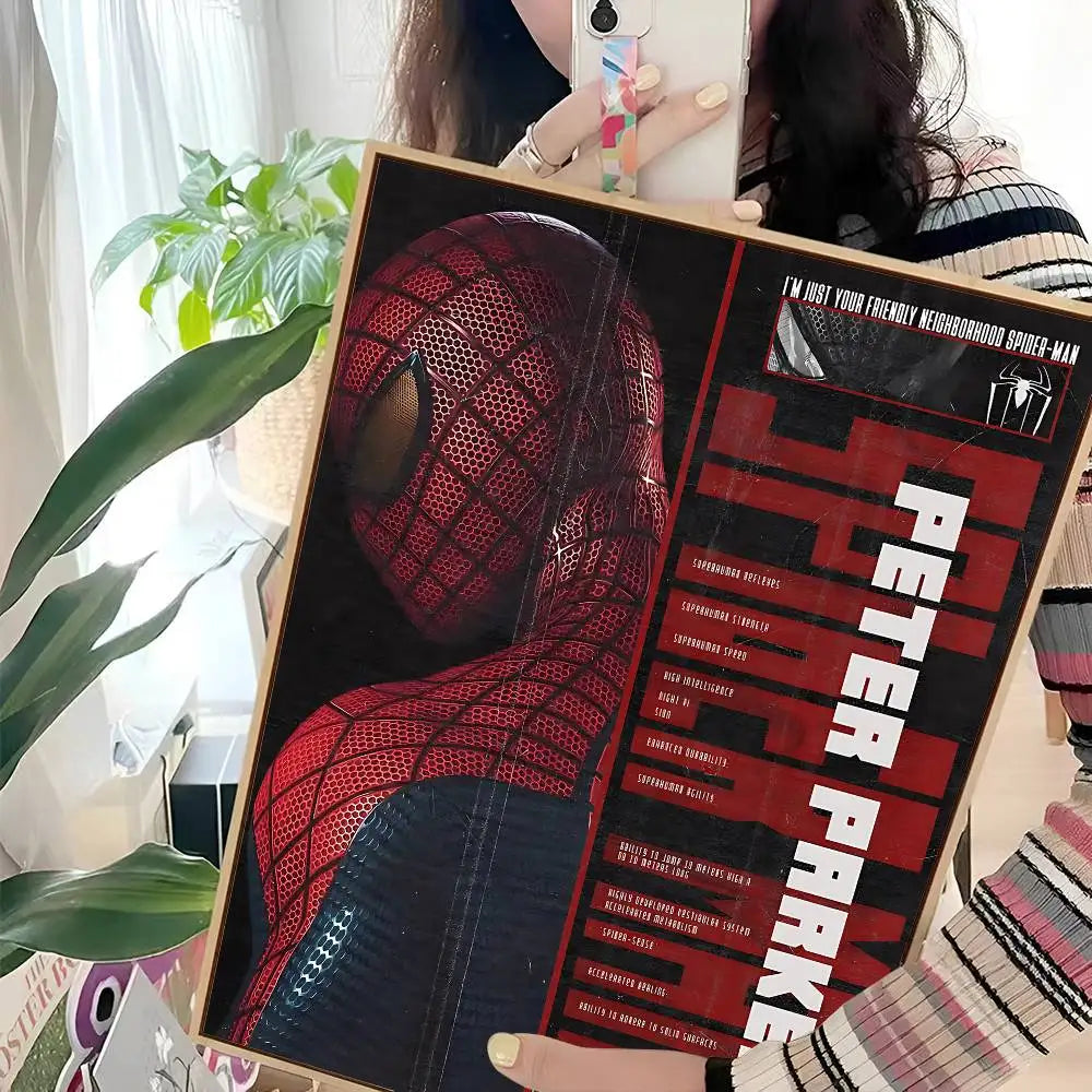 S-Spider Cartoon Man Movie Sticky Posters Whitepaper Sticker DIY Room Bar Cafe Posters Wall Stickers
