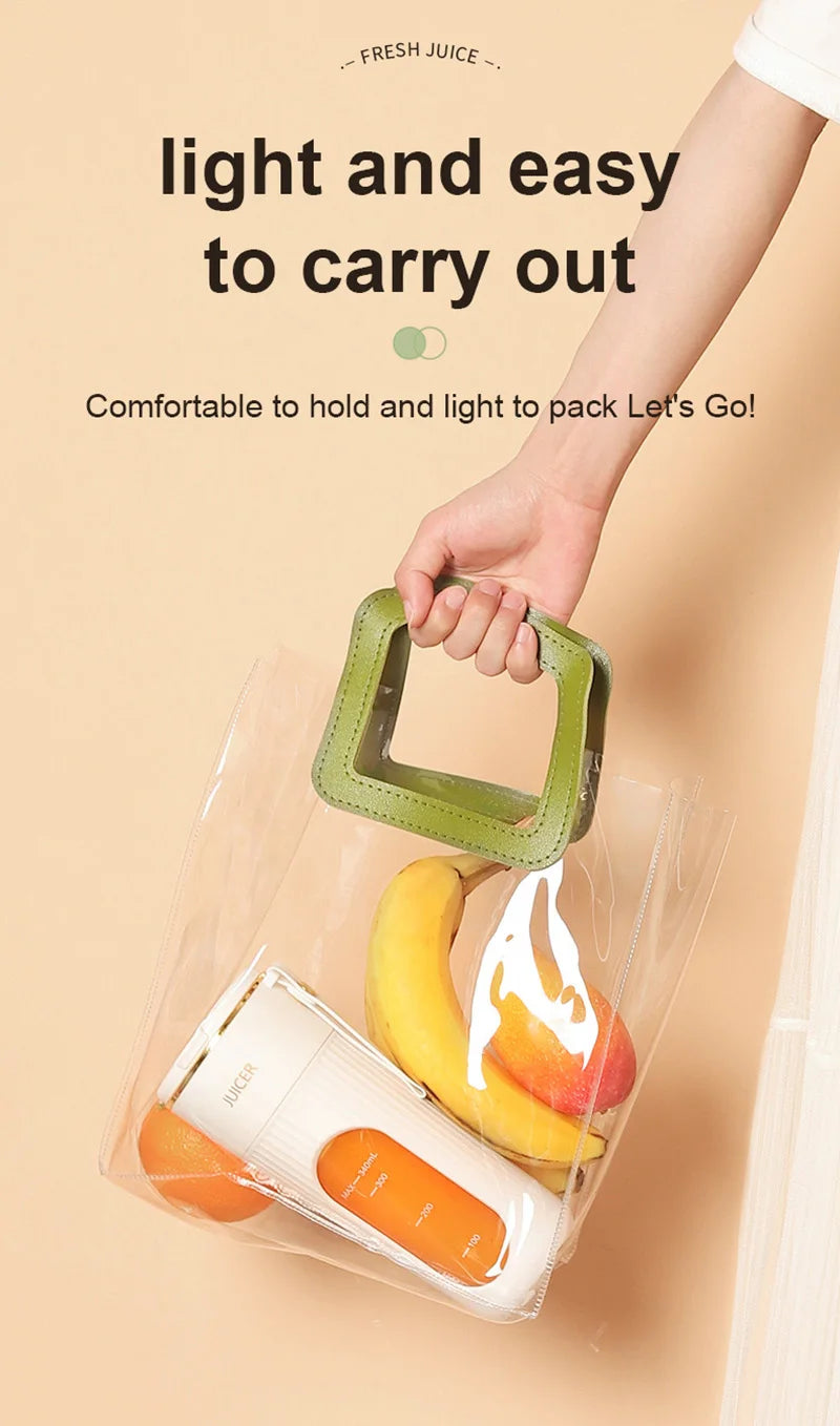 340ml Juicer Household Small Portable Fruit Juice Cup Rechargeable Lcd Display Electric Juicer 14 Blades Outdoor Travel
