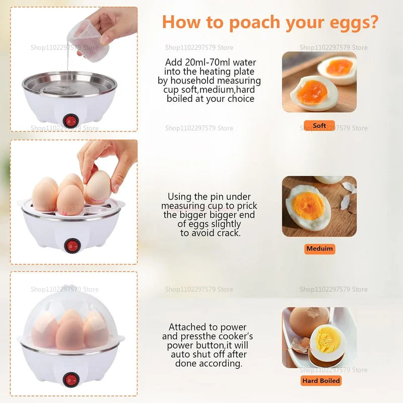 Electric Eggs Cooker Rapid Mini Egg Boiling Machine for Poached Scrambled Omelets Auto Shut Off Kitchen Appliance