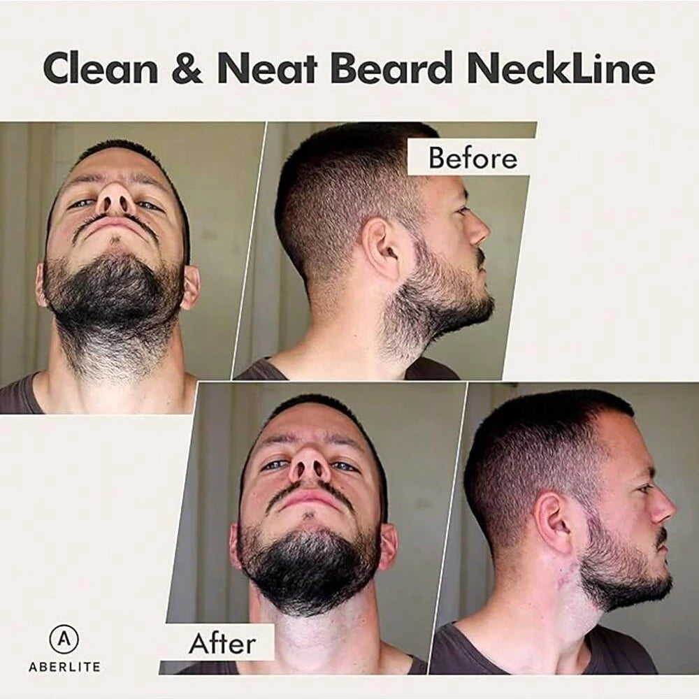 Neckline Shaving Template Beard Shaper Neckline Guide & Trimmer Kit with Stencil for Men's Goatee and Mustache Grooming