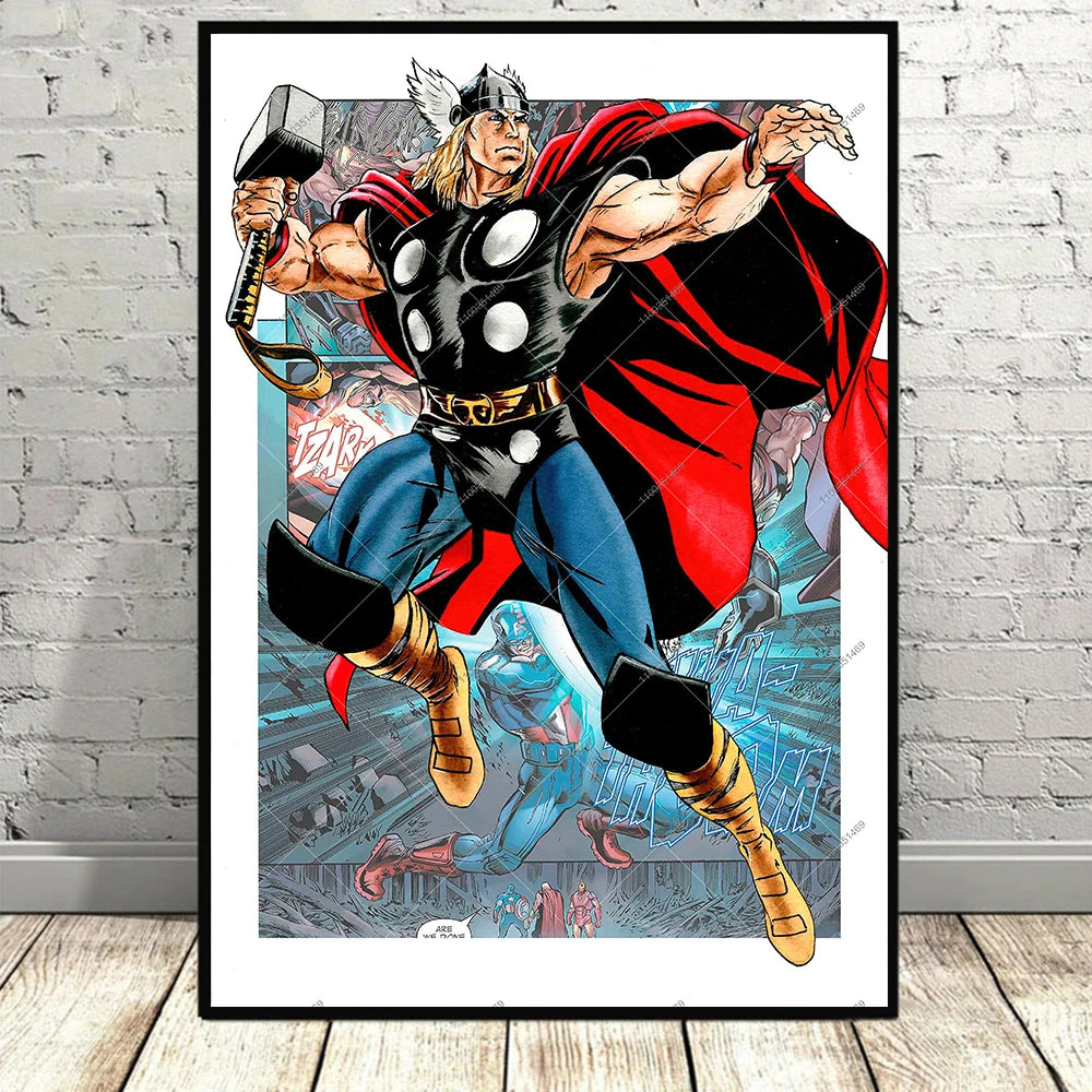 Frameless Marvel Movie Avengers Wall Art Canvas Posters Superhero Spiderman Iron Man Home Decor Children Room Canvas Painting Mu