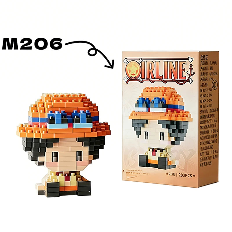 ONE PIECE Sun God Nika Luffy Micro Building Block Chopper Ace Buggy 3D Anime Model Assembly Mini Bricks Figure Toys For Gift