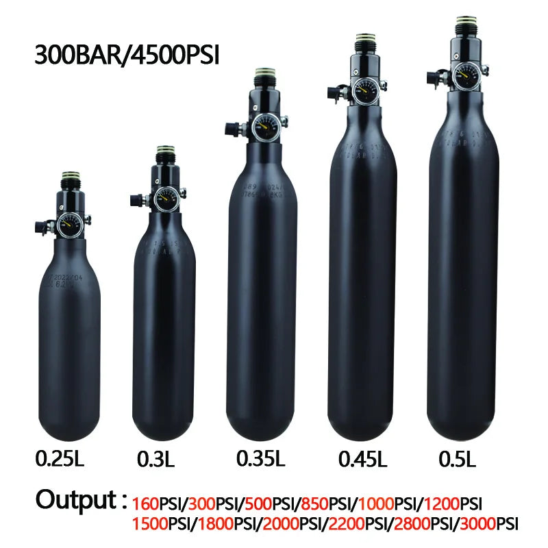 HPA Scuba 0.22L/0.3L/0.35L/0.45L/0.5L 300BAR 4500PSI Air Tank Output 160PSI To 3000PSI Pressure Regulator For Station Diving