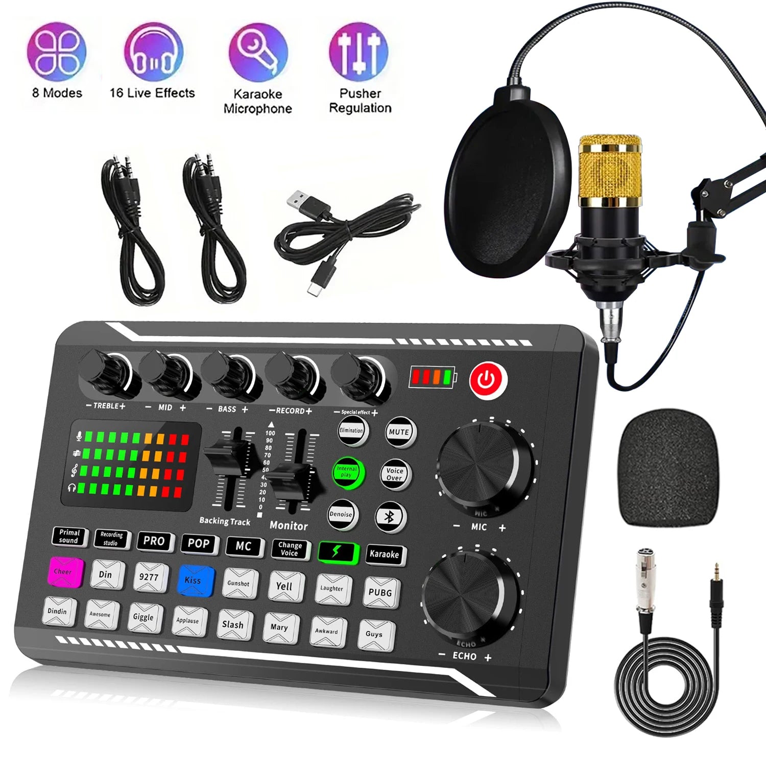 Sound Card with Microphone Set Mixer Recording (Studio Package)