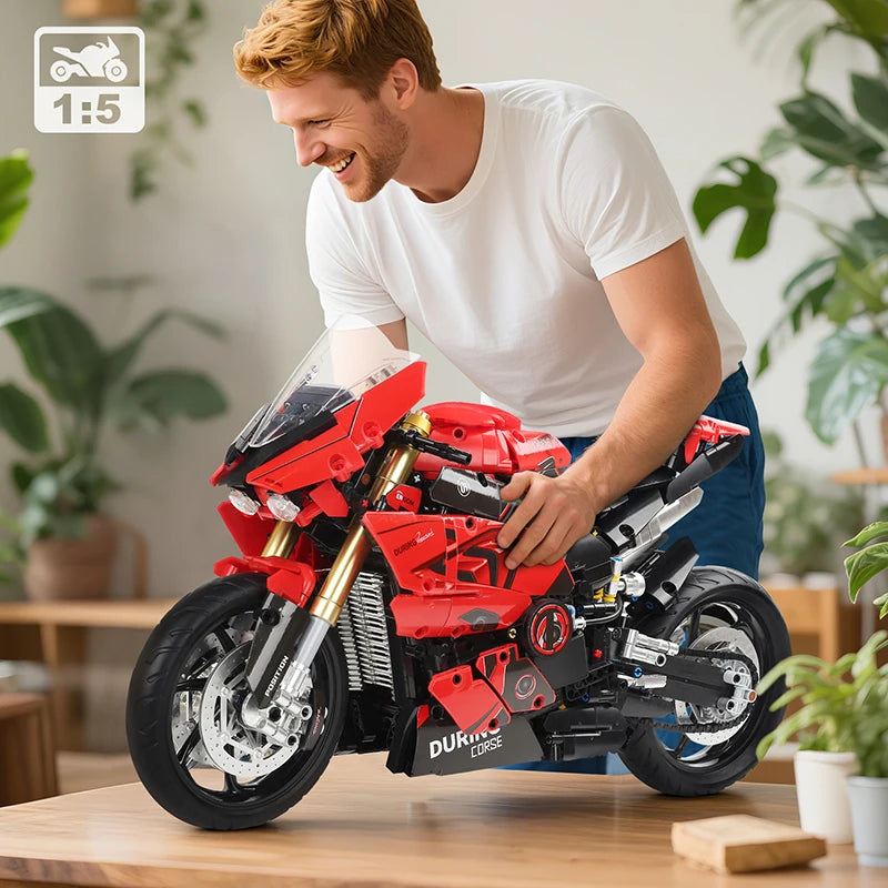 1909pcs RR Motorcycle V4S Racing Car Building Blocks Set, 1:5 Scale Motorbike Model Kit, STEM Toy for Kids Adults,Christmas Gift