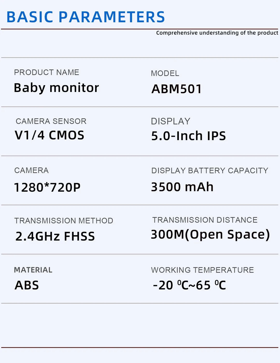 Monitor your little one with ease using this 5.0-inch video baby monitor—featuring a wireless pan-tilt camera, two-way audio, night vision, wake-up, and USB charging for convenience and security!