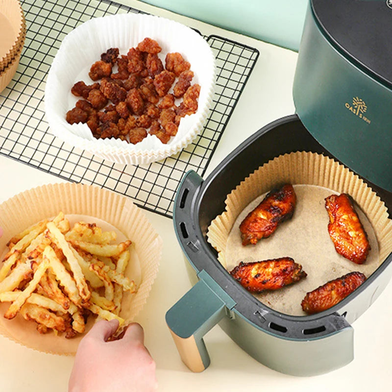 50/100pc Silicone Oil Paper Holder For Air Fryers Disposable Baking Oil Absorbing Baking Tray Paper Food Grade Non Stick Kitchen