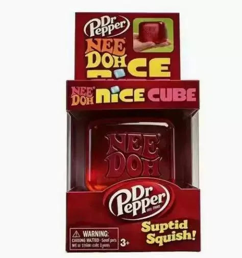 Schylling NeeDoh Nice Cube Super Squeeze Fidget Toy, Translucent Red Stress Relief Squishy Cube, BPA-Free Toy for Kids Adults