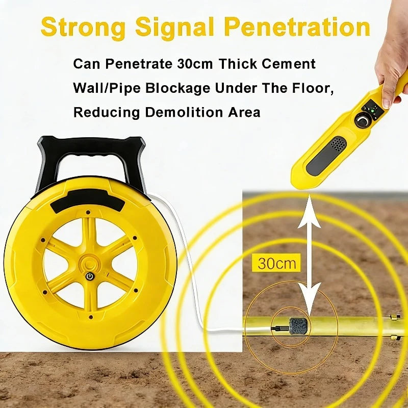 ZHOUCE Pipeline Blockage Detection Locator - Water Pipe Wall Scanner 30M Pipeline Detector Metal PVC Water Pipe Blockage Tool