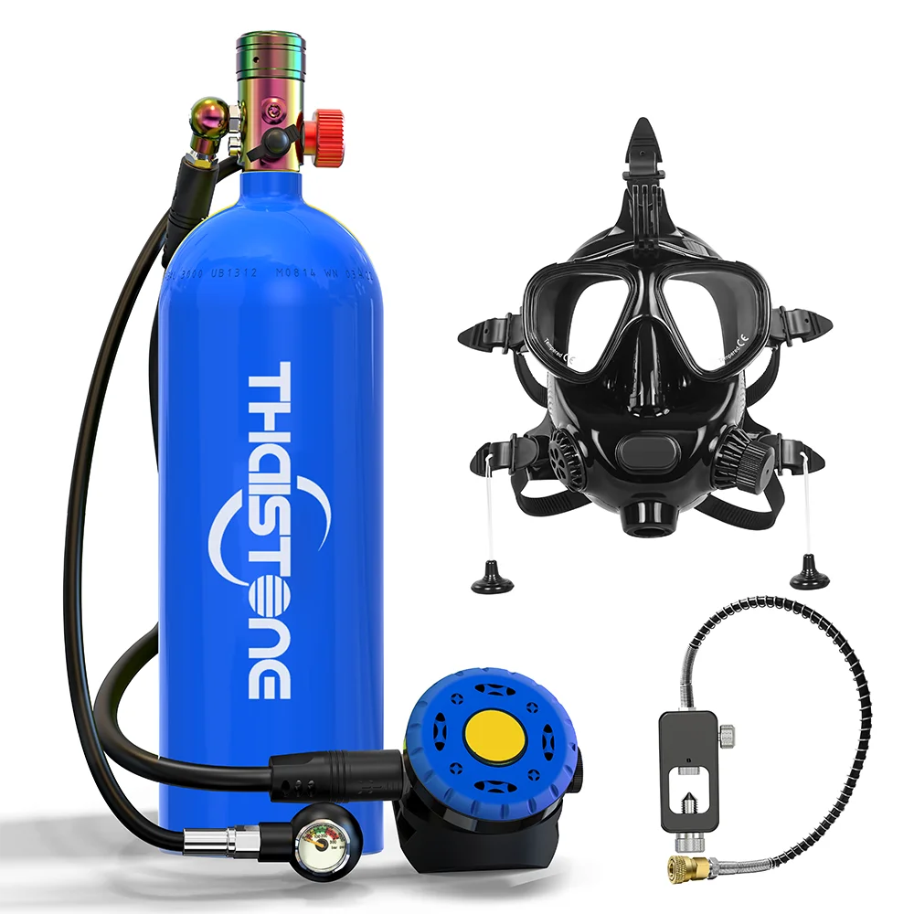THAISTONE-Scuba Diving Air Tank with Mask Underwater Breath Air Tank, Oxygen Tank, Snorkeling Equipment, 2.3L, 30-40 Minutes