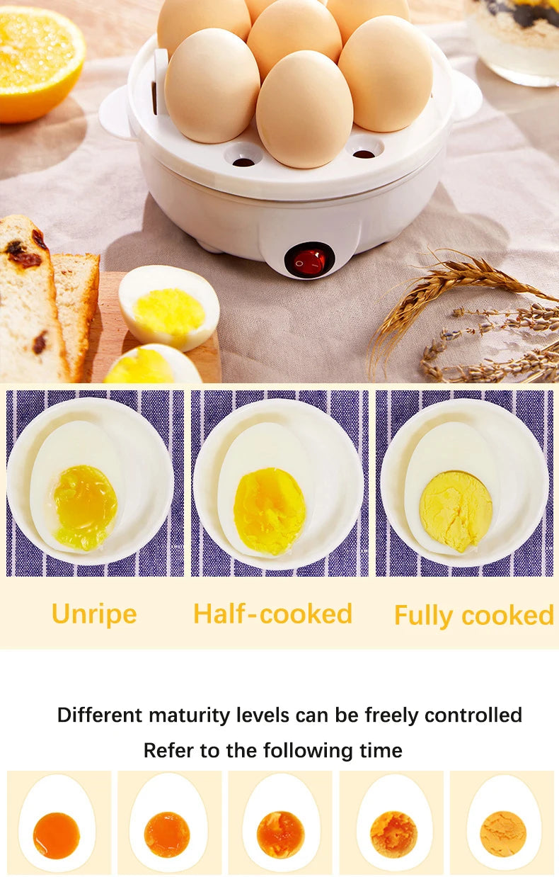 Electric Eggs Cooker Rapid Mini Egg Boiling Machine for Poached Scrambled Omelets Auto Shut Off Kitchen Appliance