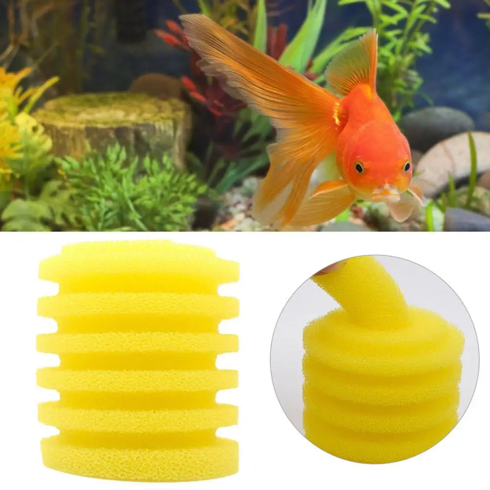 Fish Tank Sponge Universal Reusable Simple Operation Round Yellow Aquarium Filter Foam Filter Sponge Avoid Blockages