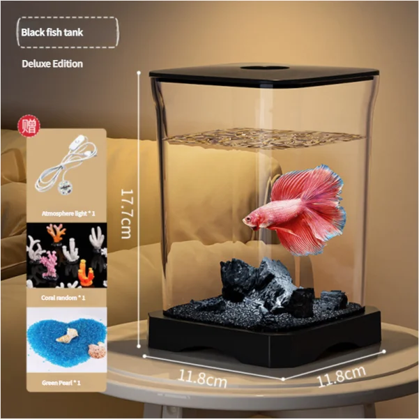 4K High-definition Desktop Fish Tank Acrylic Fish Tank Detachable Transparency Small Tank Multipurpose Amphibian Feeding Box