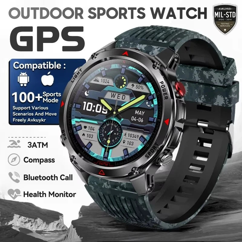 HT37 T-Rex 3 Pro Military GPS Smart Watch Waterproof Dual-band GNSS Compass Altimeter Swim 170 Sports Mode Watch with Flashlight