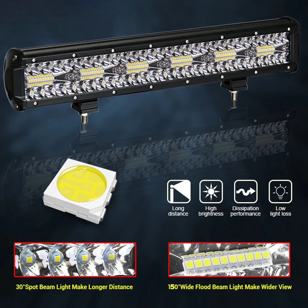 NLpearl 120W 420W 600W LED Bar Work Light for Tractor Boat Off-Road Truck Suv Atv Spot Flood Combo 12V 24V Led Working Lights