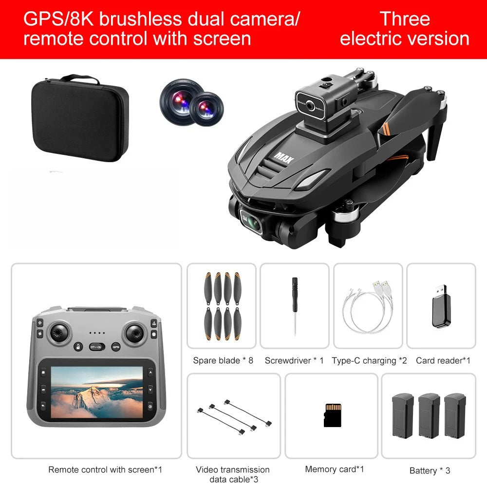 Lenovo V168 MAX Foldable RC Drone 5G GPS Positioning 8K Ultra HD Camera Brushless Motor Obstacle Avoidance Aerial Quadcopter