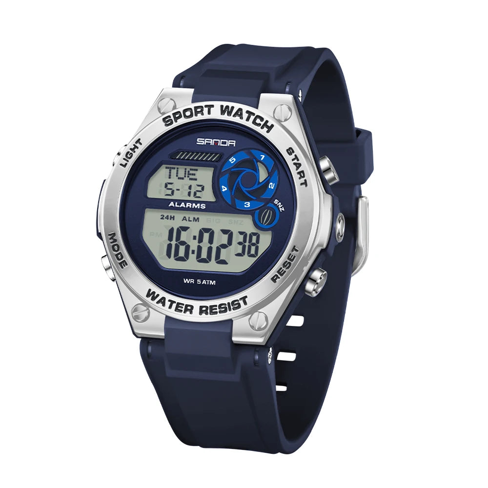 SANDA Durable Ladies Sports Luxury Brand Wristwatch Women TPU Strap Luminous Waterproof Week Date Digital Casual Watch
