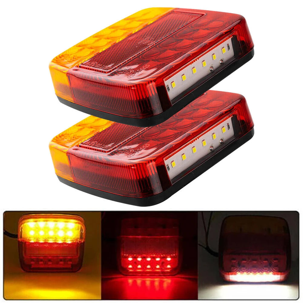2Pcs 12V 26 LED Tail Light Super Bright 26 LED Stop Tail Lights IP65 Waterproof Car Number Plate Light for Trailer Truck RV Boat