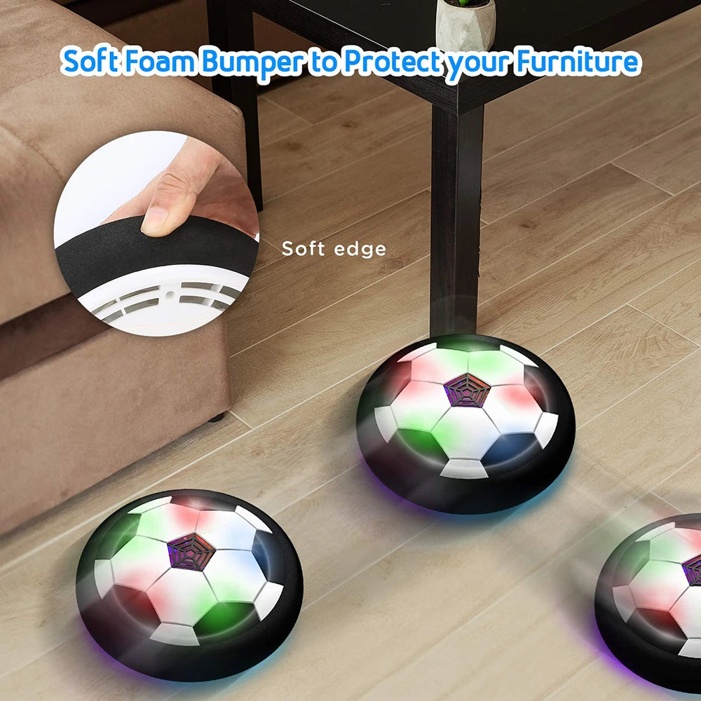 Score big fun with this electric floating soccer ball toy—featuring LED lights and music to keep kids entertained for hours!