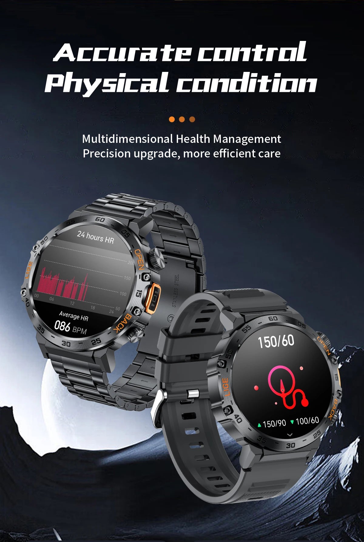 Stay active and connected with this men's smart watch featuring an HD screen, waterproof design, sports fitness tracking, and a handy flashlight—compatible with Android and iOS!