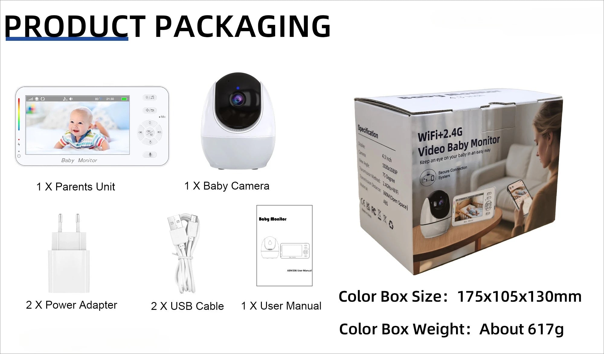 Keep an eye on your little one with this 4.3-inch video baby monitor featuring PTZ IP camera, night light, auto-tracking, and APP remote view control for convenient surveillance!